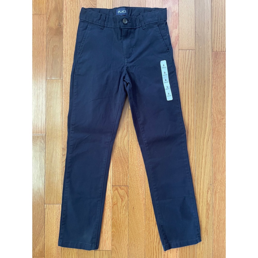 The Children's Place Boys Stretch Chino Pants New Navy Size 8 Adjustable Waist
